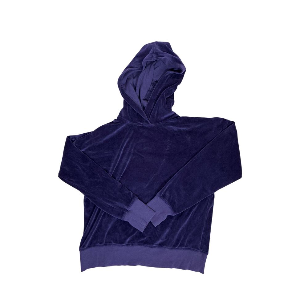 Vintage Y2K Caslon Blue Velour Hoodie Womens Small Indigo Velvet Zip Up